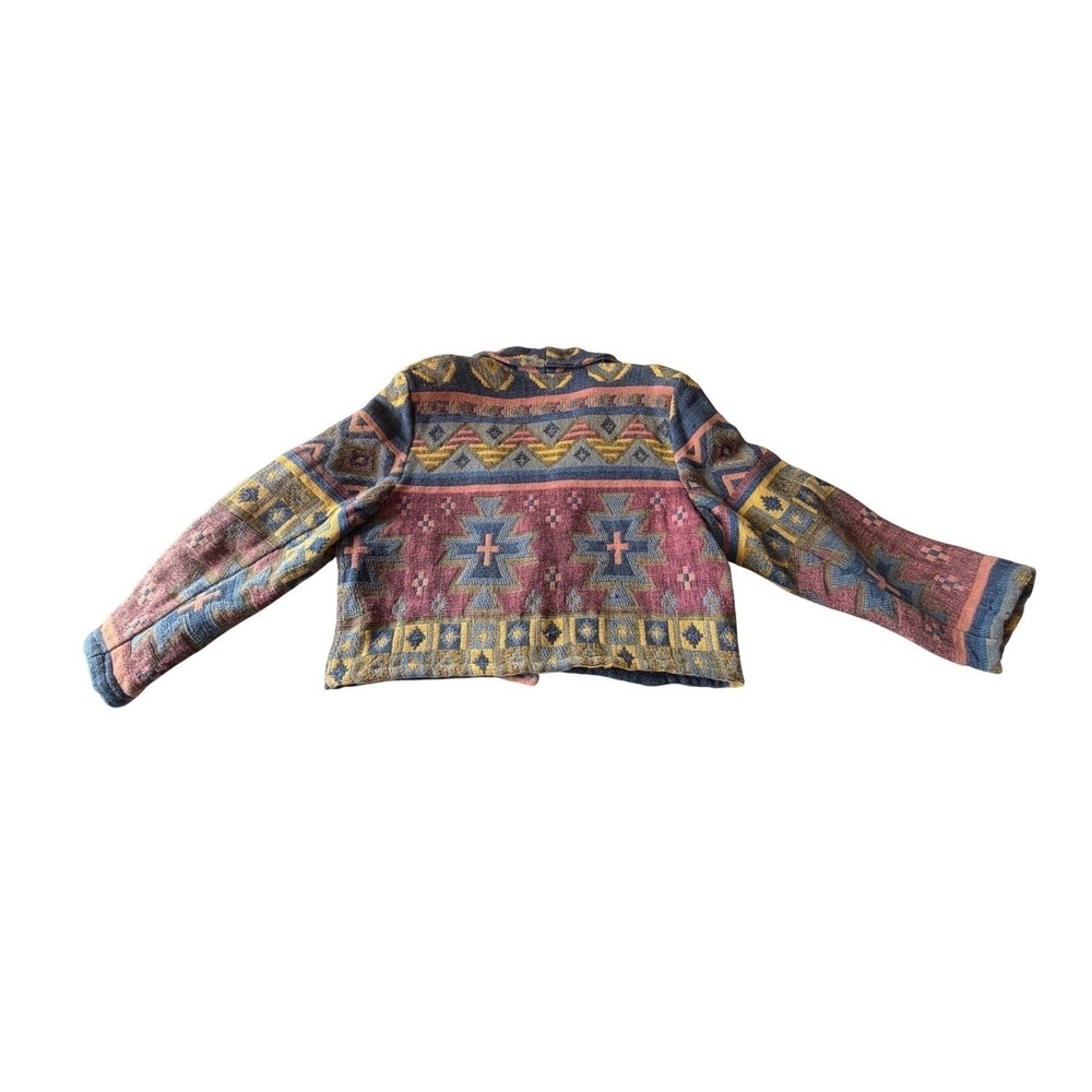 New Identity Southwestern Aztec Tribal Vibe Tapestry Jacket XL Cotton  Geometric - Picture 4 of 9